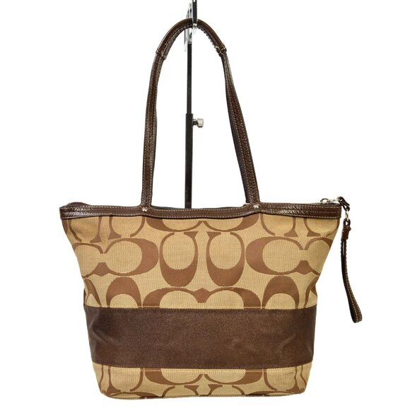 Vintage Coach Brown Monogram Jacquard Shoulder Bag/Purse D1053-F13548 - Picture 4 of 12